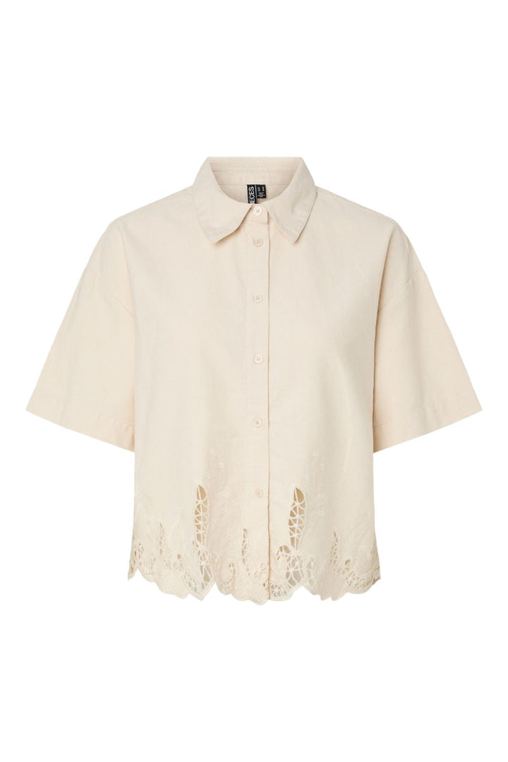 Pieces - Pcpiper Ss Denim Shirt - 5012263 Ecru