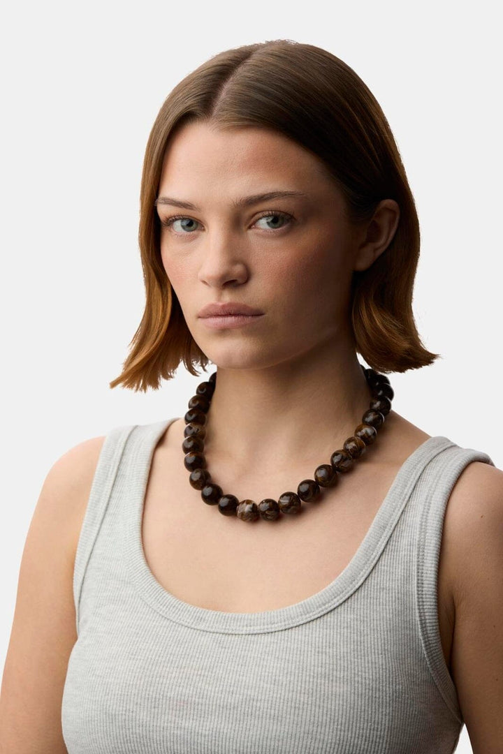 Pieces - Pcregitse D Necklace - 4886767 Brown Stone