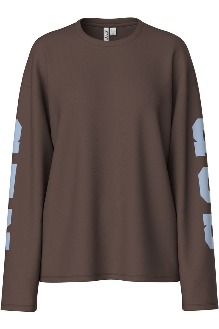 Pieces - Pcria Fany Ls T-Shirt - 5139328 Hot Fudge Copenhagen