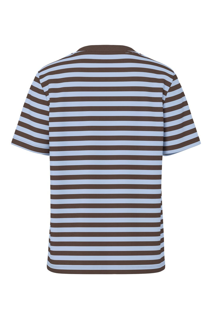 Pieces - Pcria Ss Tee Multicol Stripes - 5164958 Hot Fudge Cashmere Blue