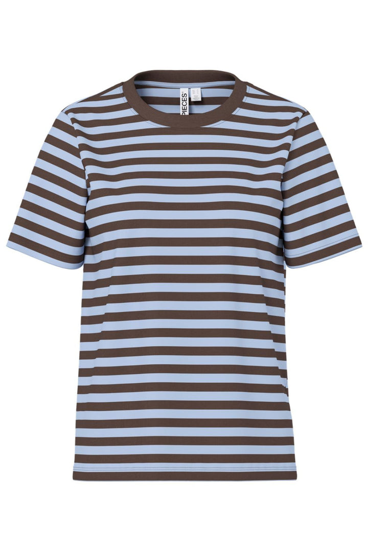 Pieces - Pcria Ss Tee Multicol Stripes - 5164958 Hot Fudge Cashmere Blue
