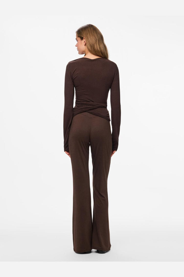 Pieces - Pcroya Ballerina Ls Wrap Top - 4867488 Hot Fudge