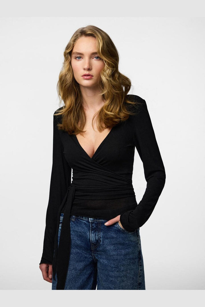Pieces - Pcroya Ballerina Ls Wrap Top - 5082357 Black