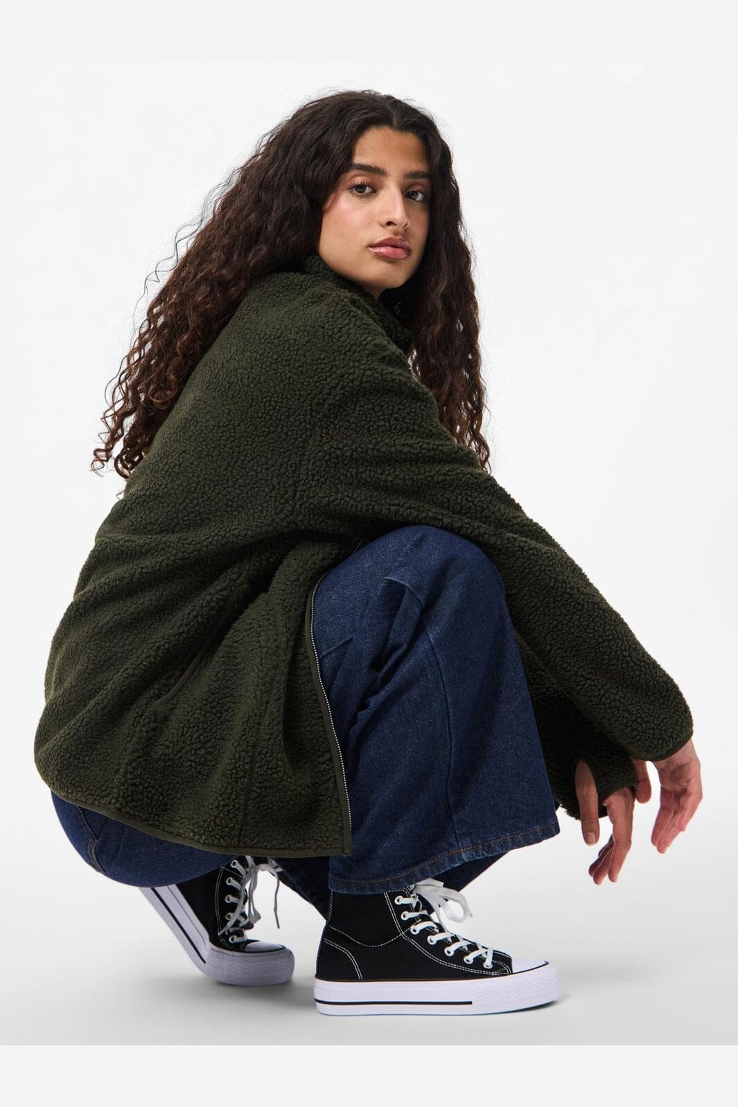 Pieces - Pcsadia Ls Teddy Jacket - 4863608 Forest Night