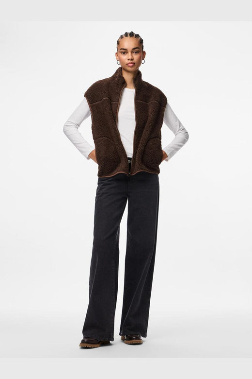 Pieces - Pcsadia Teddy Vest - 5055023 Hot Fudge