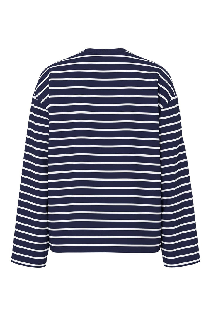 Pieces - Pcsadie Ls Emb Tee - 5130940 Maritime Blue Patches