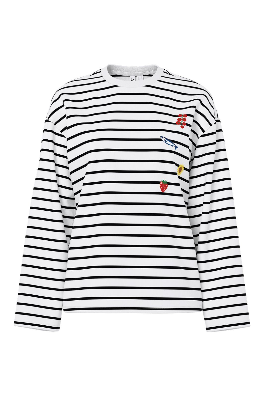 Pieces - Pcsadie Ls Emb Tee - 5130941 Cloud Dancer Patches