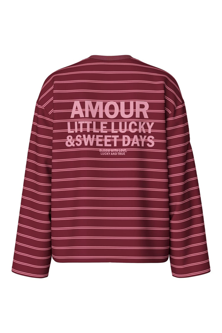 Pieces - Pcsadie Ls O-Neck Printed Top - 5185461 Wild Rose Windsor Wine