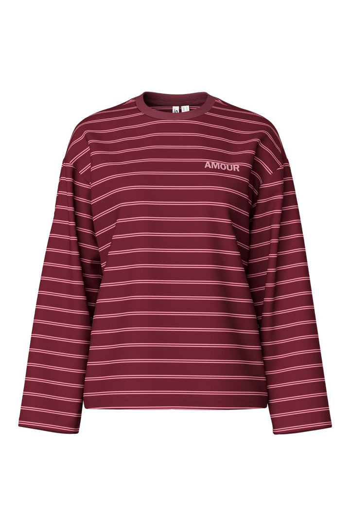 Pieces - Pcsadie Ls O-Neck Printed Top - 5185461 Wild Rose Windsor Wine