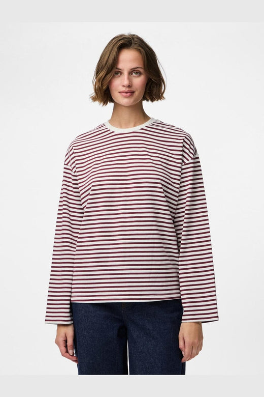 Pieces - Pcsadie Ls Top - 4804150 Cloud Dancer Tawny Port