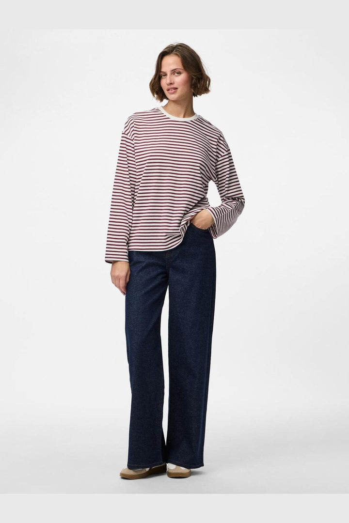 Pieces - Pcsadie Ls Top - 4804150 Cloud Dancer Tawny Port
