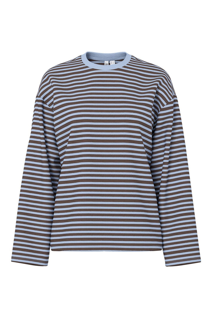 Pieces - Pcsadie Ls Top - 5102354 Cashmere Blue Hot Fudge