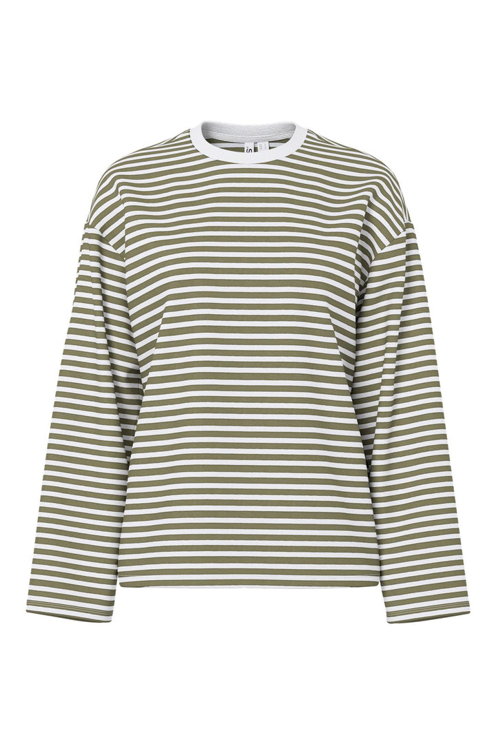 Pieces - Pcsadie Ls Top - 5162820 Bright White Burnt Olive