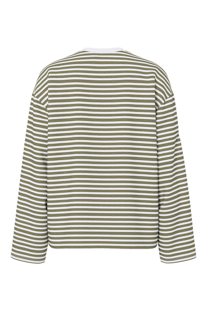 Pieces - Pcsadie Ls Top - 5162820 Bright White Burnt Olive