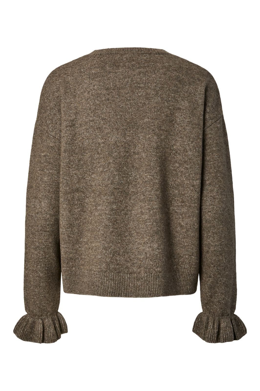 Pieces - Pcsally Ls Frill Cuff Knit - 5087235 Morel Melange