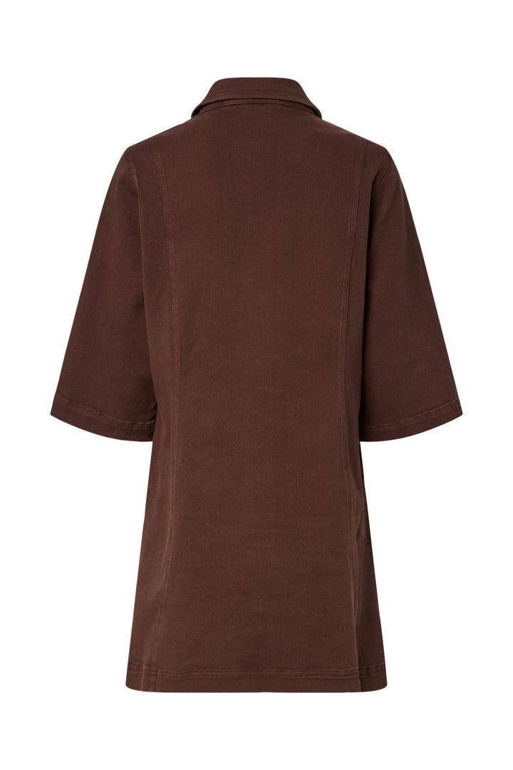 Pieces - Pcsalume 3/4 Denim Dress - 5050085 Chicory Coffee