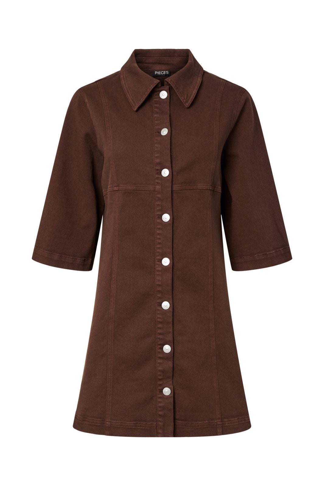 Pieces - Pcsalume 3/4 Denim Dress - 5050085 Chicory Coffee
