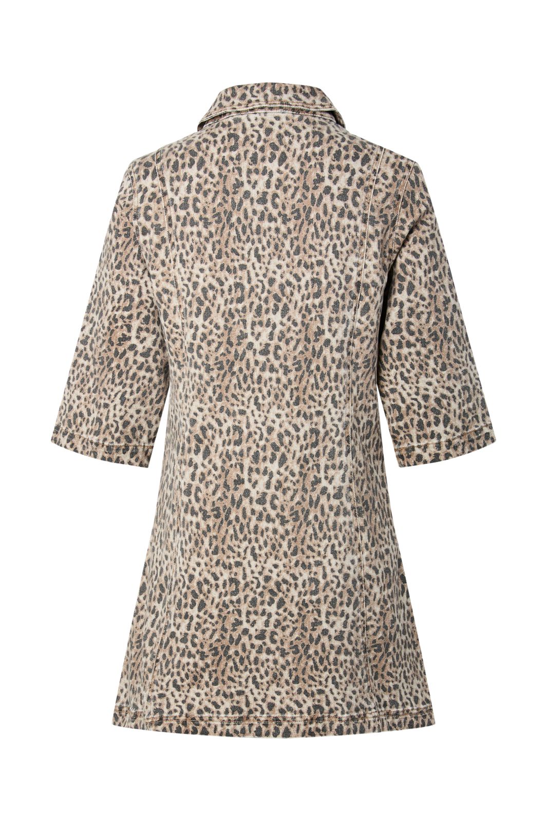 Pieces - Pcsalume 3/4 Denim Dress - 5050086 Birch Leo Print / Washed