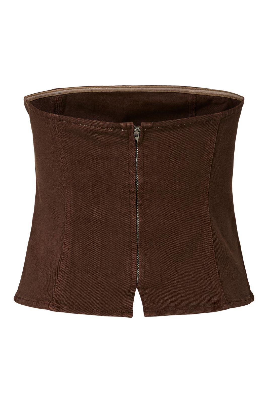 Pieces - Pcsalume Denim Corset Top - 5011108 Chicory Coffee
