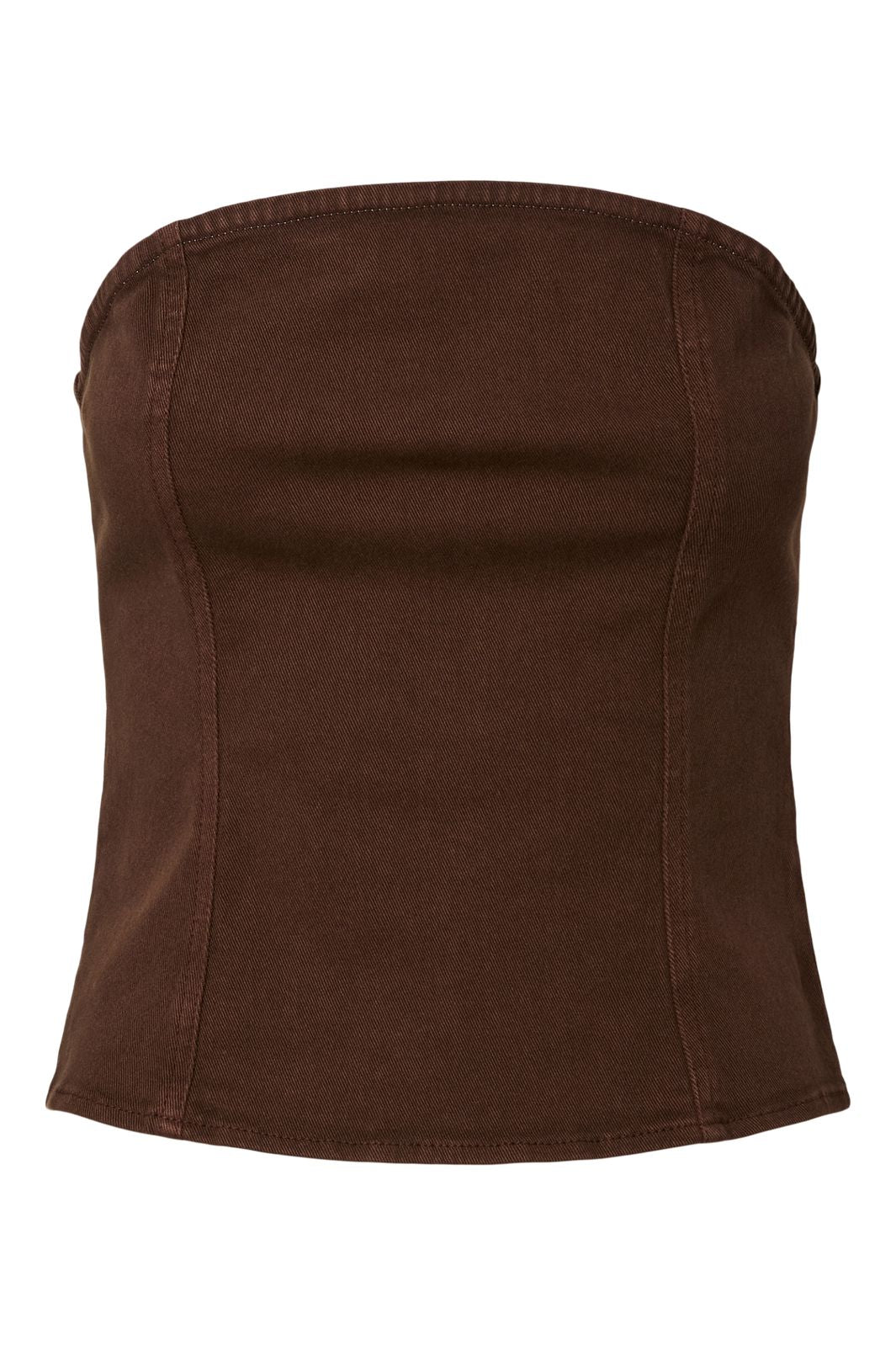 Pieces - Pcsalume Denim Corset Top - 5011108 Chicory Coffee