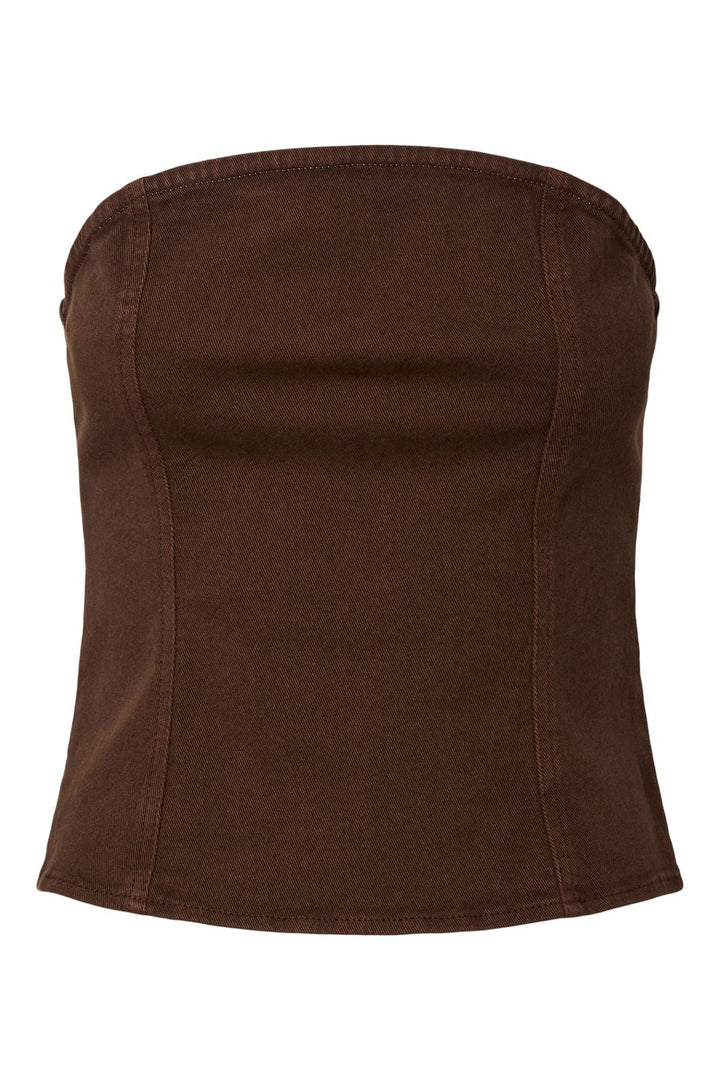 Pieces - Pcsalume Denim Corset Top - 5011108 Chicory Coffee