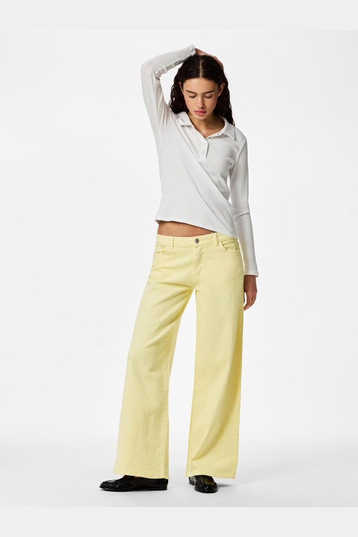 Pieces - Pcselma Lw Wide Colored Jeans - 4985324 French Vanilla