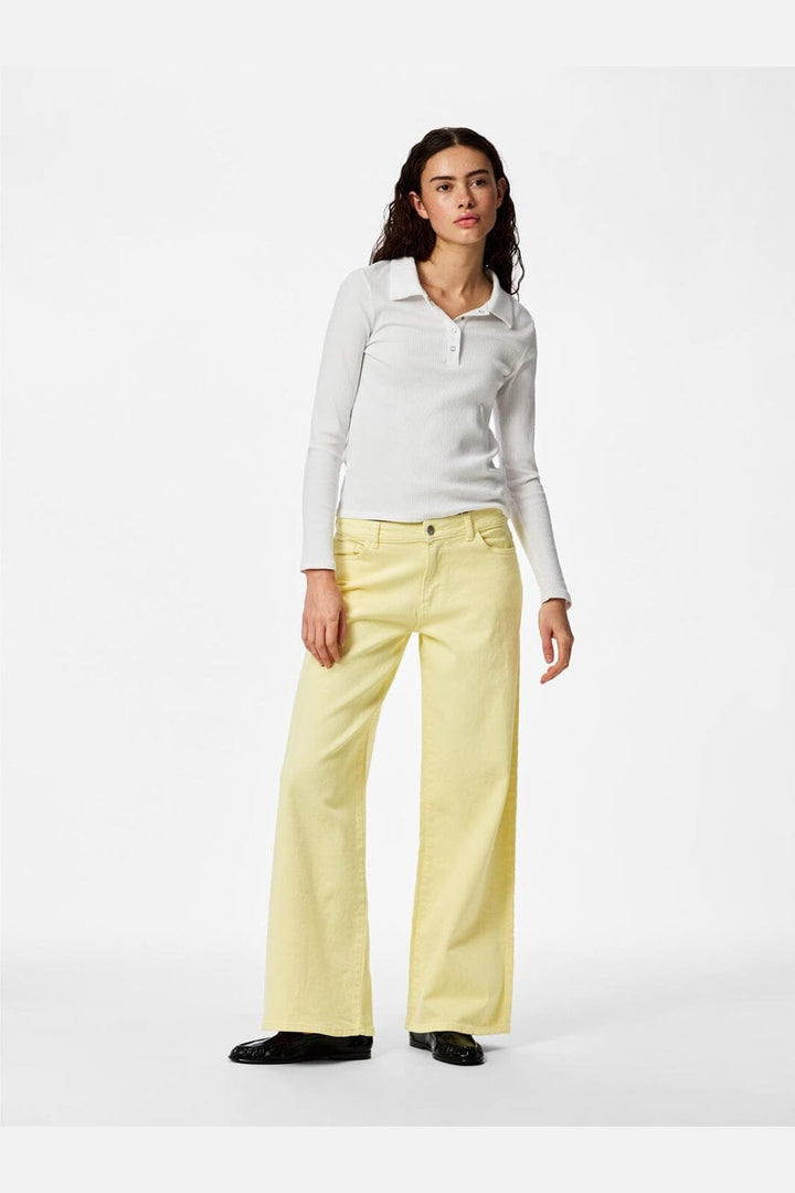 Pieces - Pcselma Lw Wide Colored Jeans - 4985324 French Vanilla