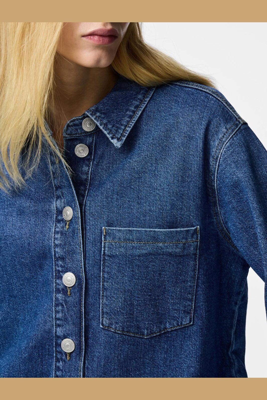Pieces - Pcsilke Ls Shirt - 4988109 Medium Blue Denim