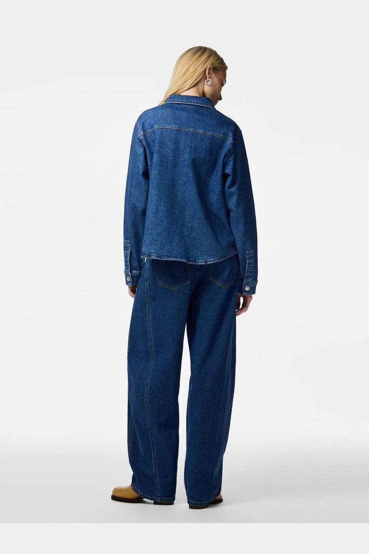 Pieces - Pcsilke Ls Shirt - 4988109 Medium Blue Denim