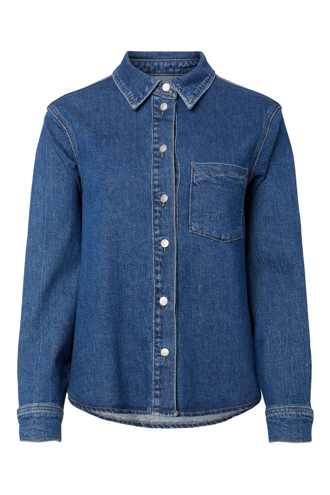 Pieces - Pcsilke Ls Shirt - 4988109 Medium Blue Denim