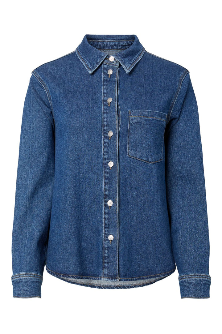 Pieces - Pcsilke Ls Shirt - 4988109 Medium Blue Denim