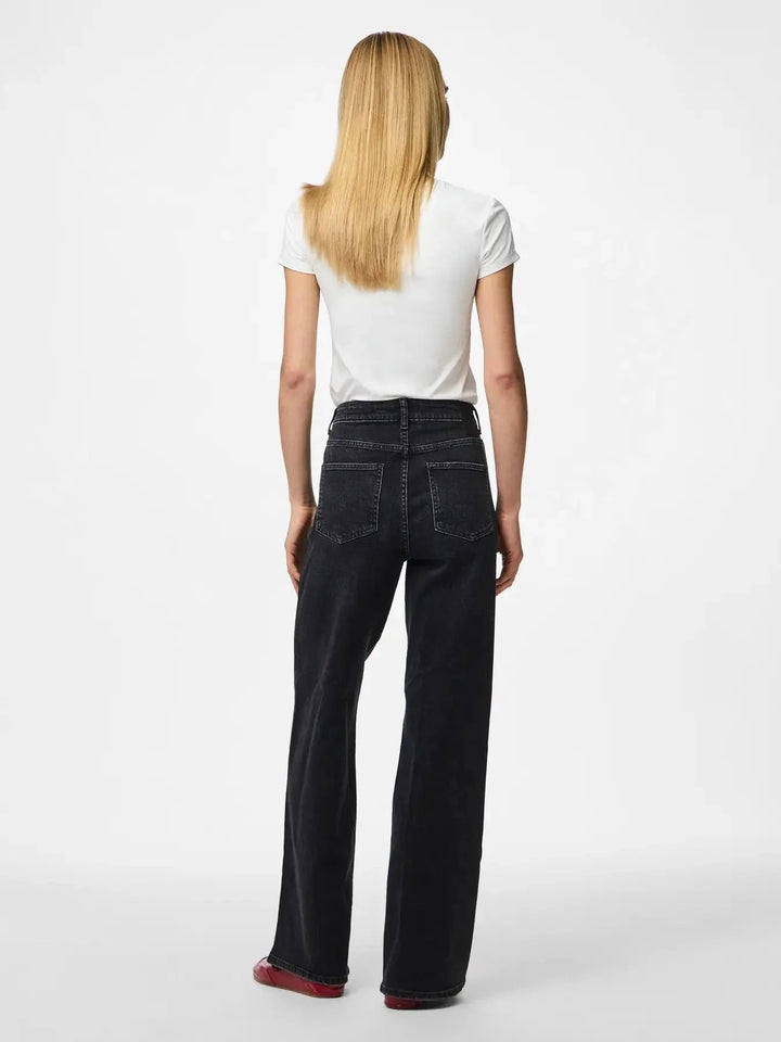 Pieces - Pcsilke Wide Jeans Bl - 4864053 Black Denim Jeans 