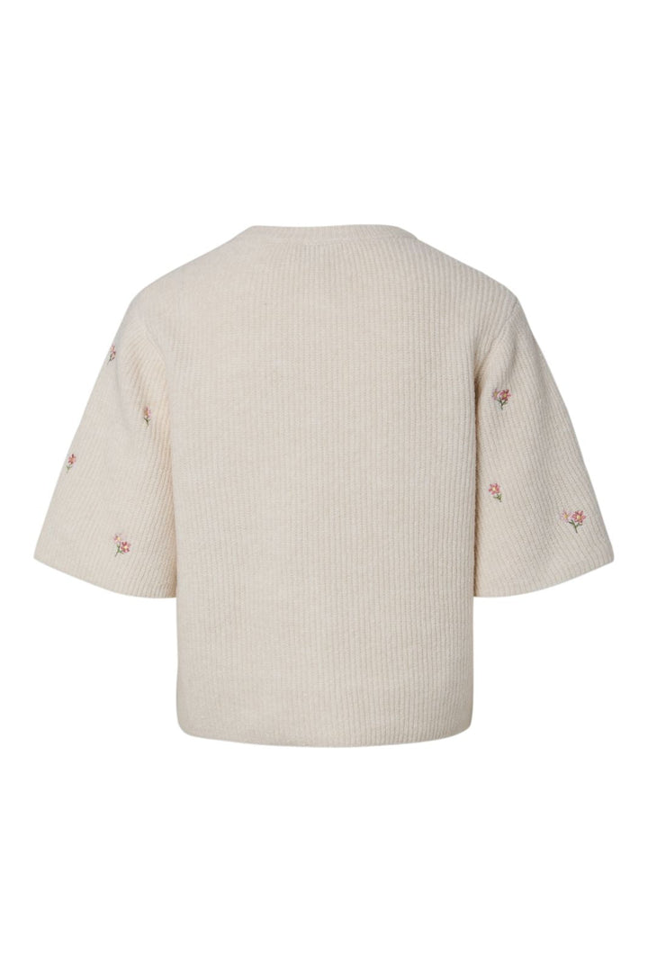 Pieces - Pcsilly Ss O-Neck Emb Knit Cardigan - 5134688 Birch Pink Flower
