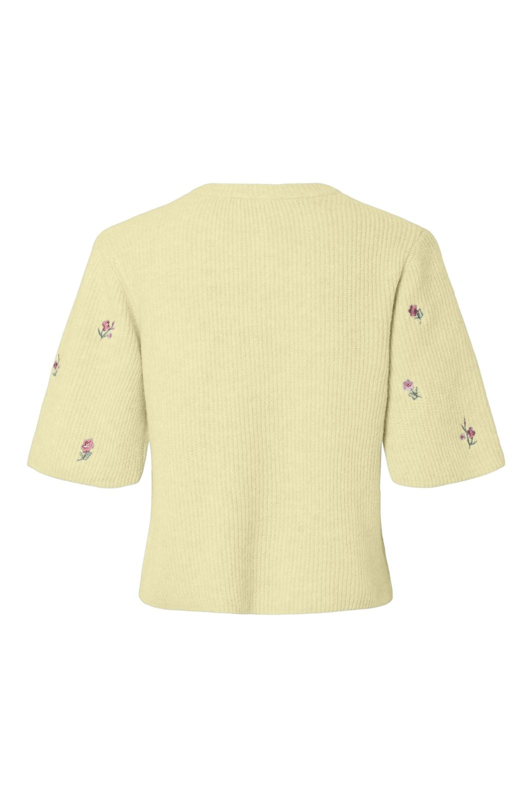 Pieces - Pcsilly Ss O-Neck Emb Knit Cardigan - 5164590 Pale Banana White Flower