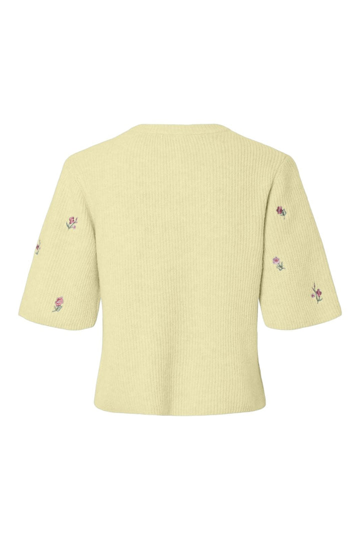 Pieces - Pcsilly Ss O-Neck Emb Knit Cardigan - 5164590 Pale Banana White Flower
