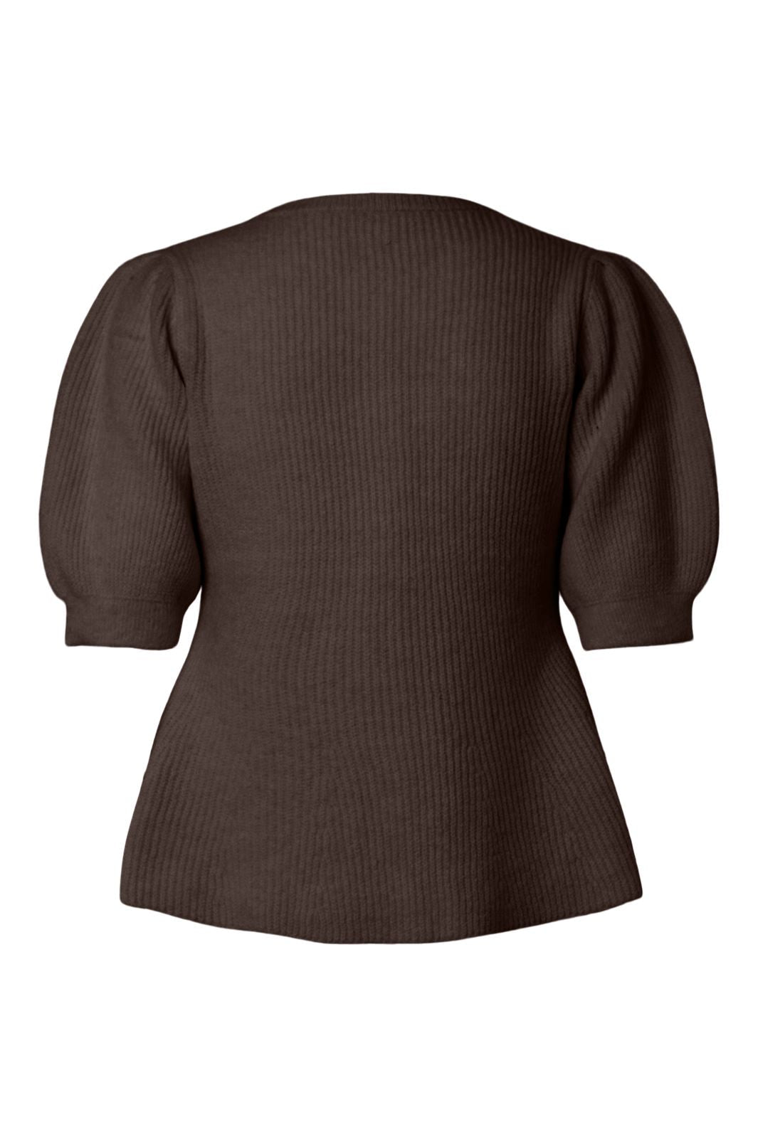 Pieces - Pcsilly Ss Puff Knit Cardigan - 5102772 Hot Fudge Melange