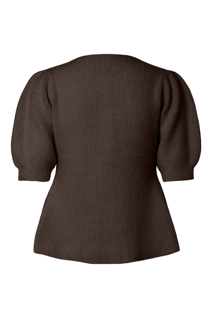 Pieces - Pcsilly Ss Puff Knit Cardigan - 5102772 Hot Fudge Melange