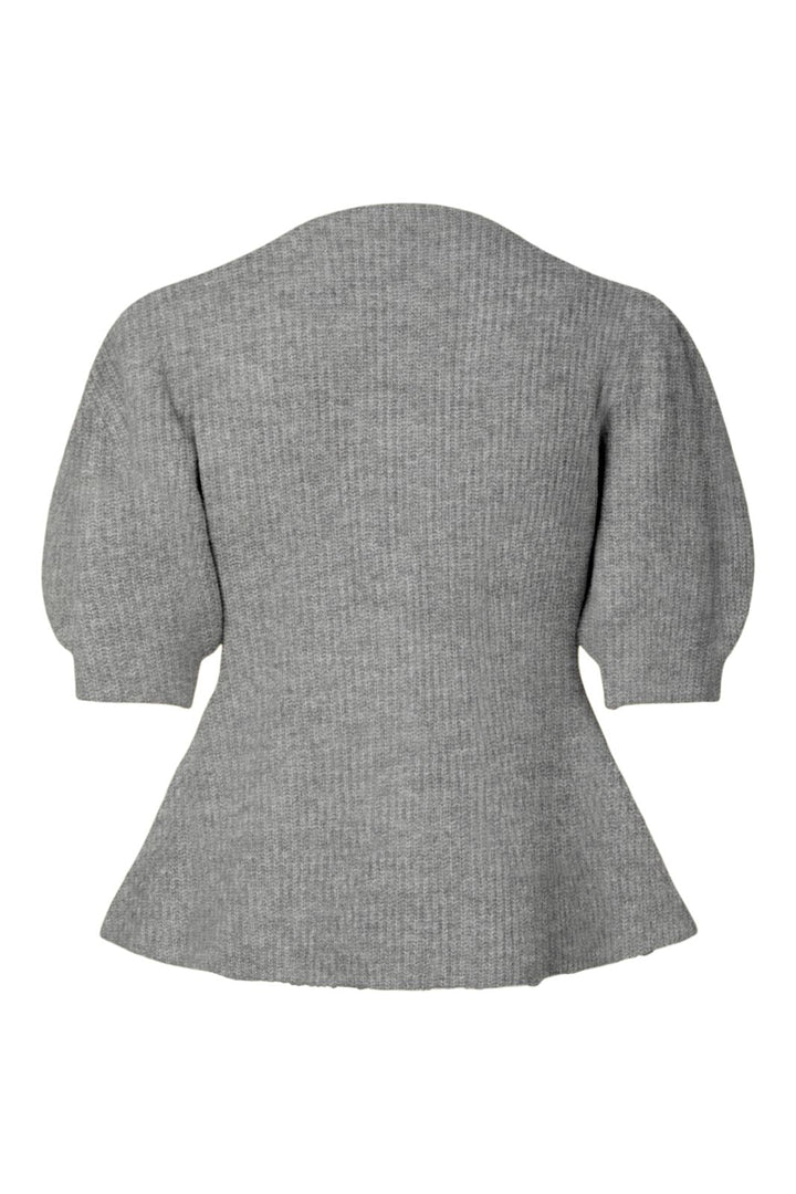 Pieces - Pcsilly Ss Puff Knit Cardigan - 5102775 Medium Grey Melange