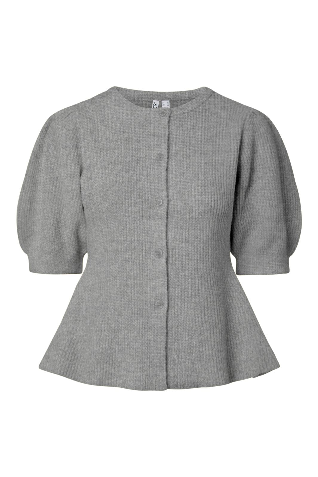 Pieces - Pcsilly Ss Puff Knit Cardigan - 5102775 Medium Grey Melange