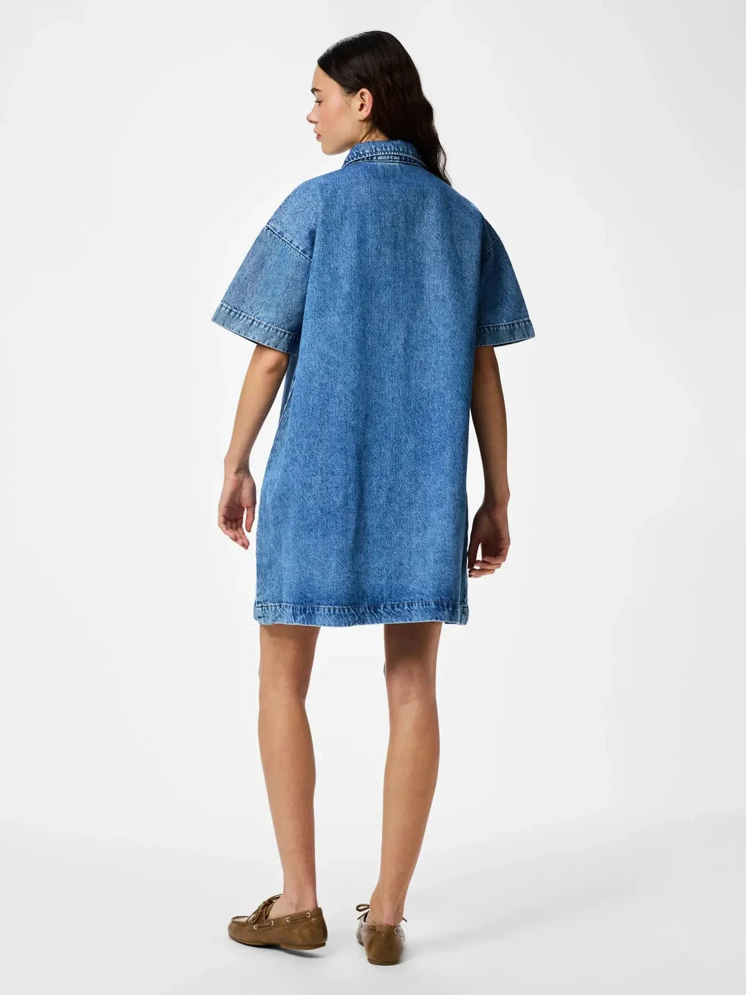 Pieces - Pcsky Ss A-Shape Denim Dress - 4898433 Medium Blue Denim Kjoler 