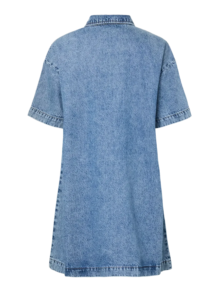 Pieces - Pcsky Ss A-Shape Denim Dress - 4898433 Medium Blue Denim Kjoler 