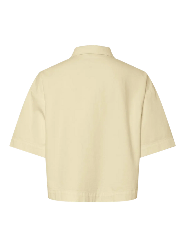 Pieces - Pcsky Ss A-Shape Denim Top - 4992607 French Vanilla Skjorter 