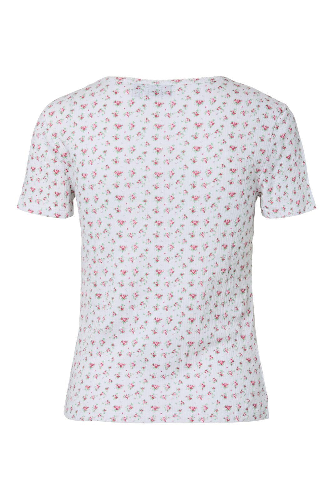 Pieces - Pcturiel Ss O-Neck Printed Tee - 4993293 Cloud Dancer Pink Flowers
