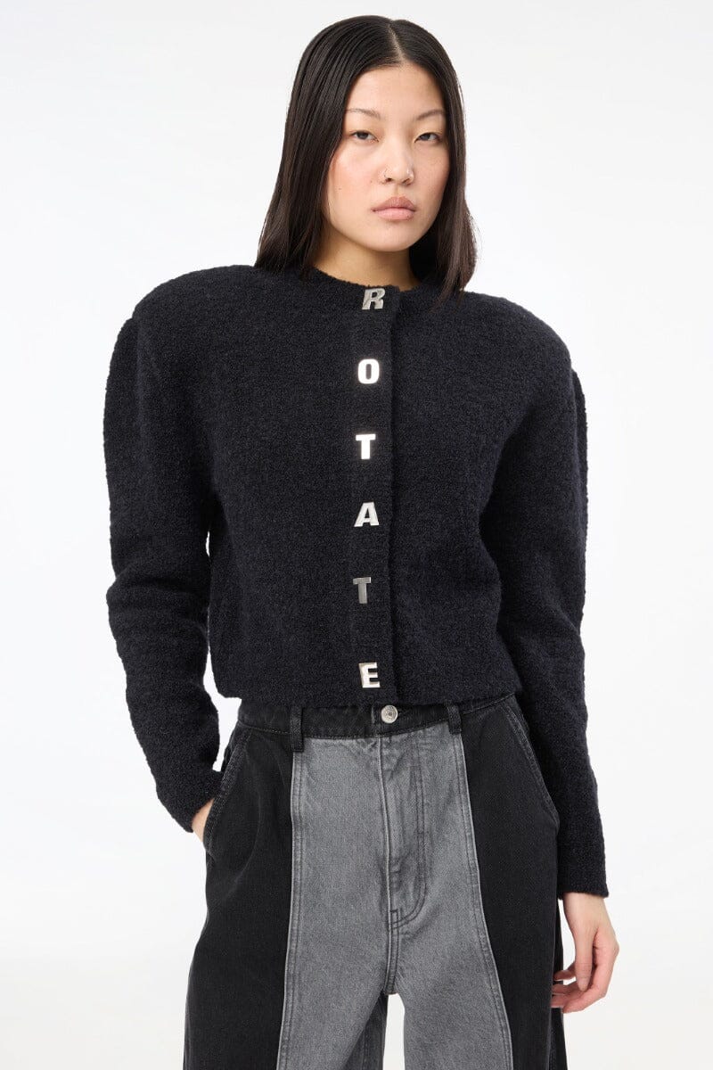 Rotate - Boucle Knit Cardigan 117205100 - 100 Black Cardigans 