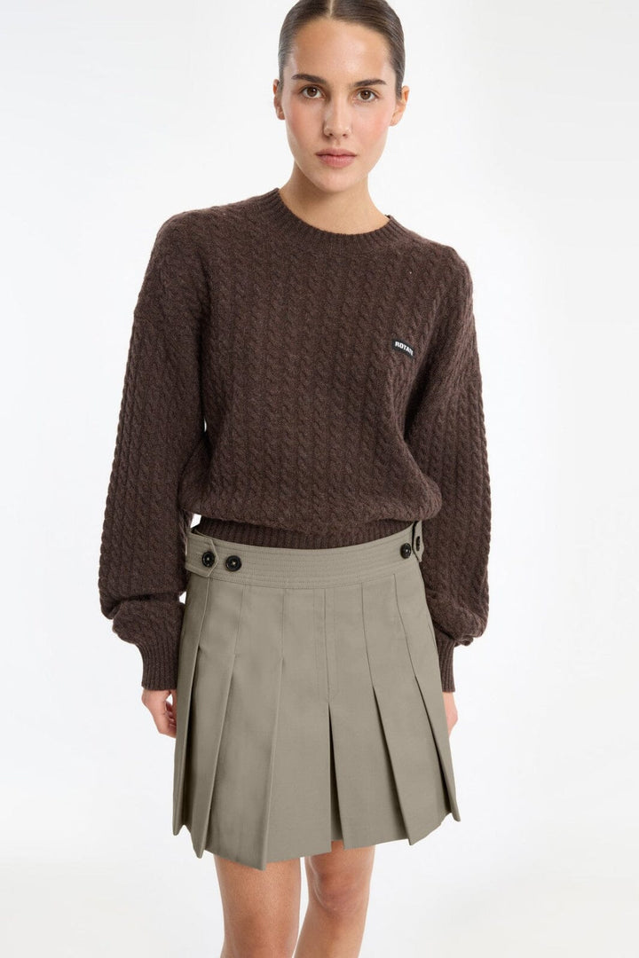Rotate - Cable Crewneck Sweater 1164372037 - 2037 Potting Soil Strikbluser 