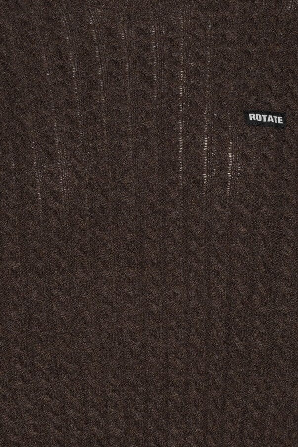 Rotate - Cable Crewneck Sweater 1164372037 - 2037 Potting Soil Strikbluser 
