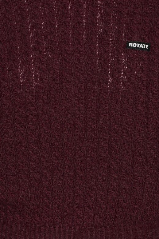 Rotate - Cable Crewneck Sweater 116437741 - 741 Decadent Chocolate Strikbluser 