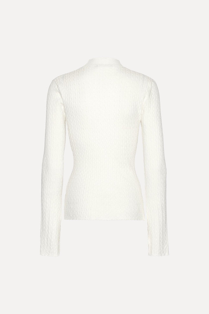 Rotate - Cable Tight Highneck 116311857 - 857 Egret Strikbluser 