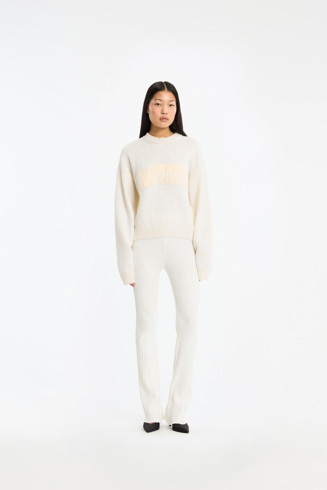 Rotate - Crewneck Sweater 116512857 - 857 Egret Strikbluser 