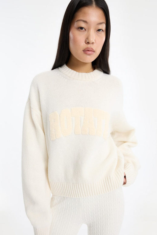 Rotate - Crewneck Sweater 116512857 - 857 Egret Strikbluser 